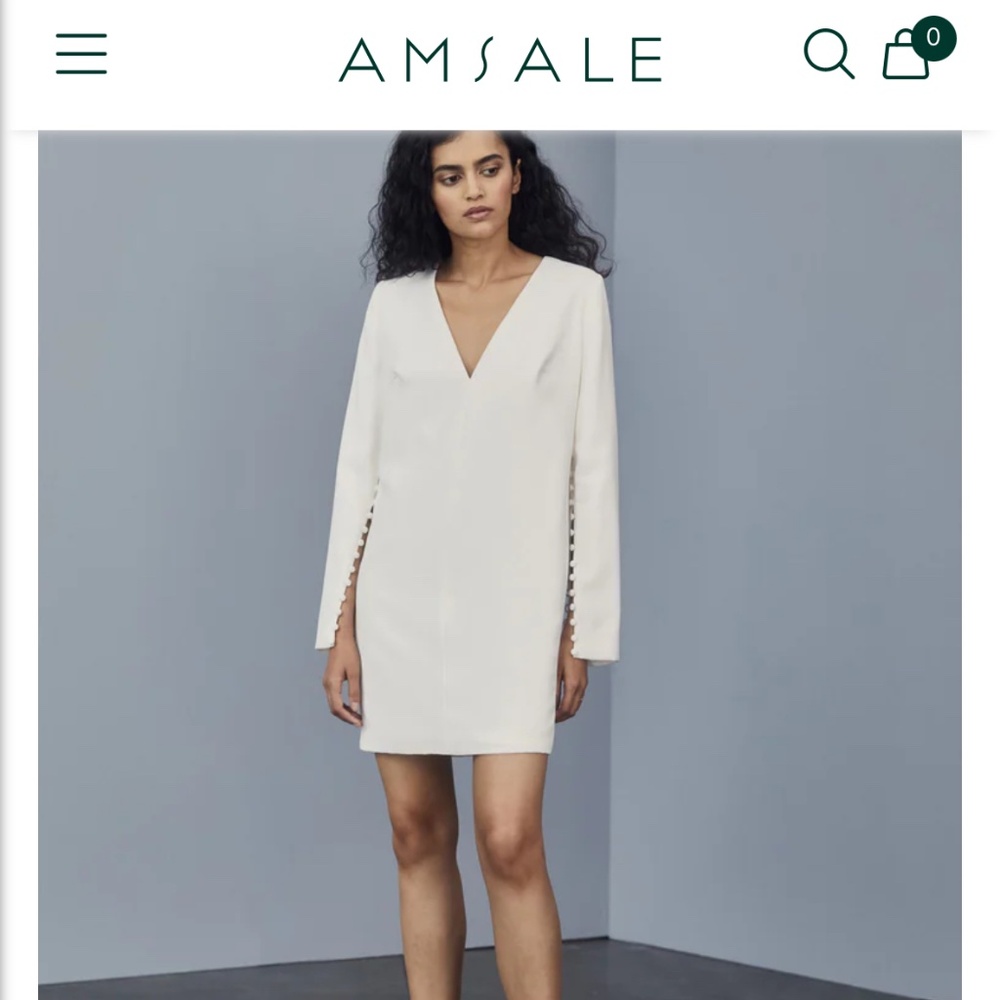 Amsale Crepe V-neck Shift Dress